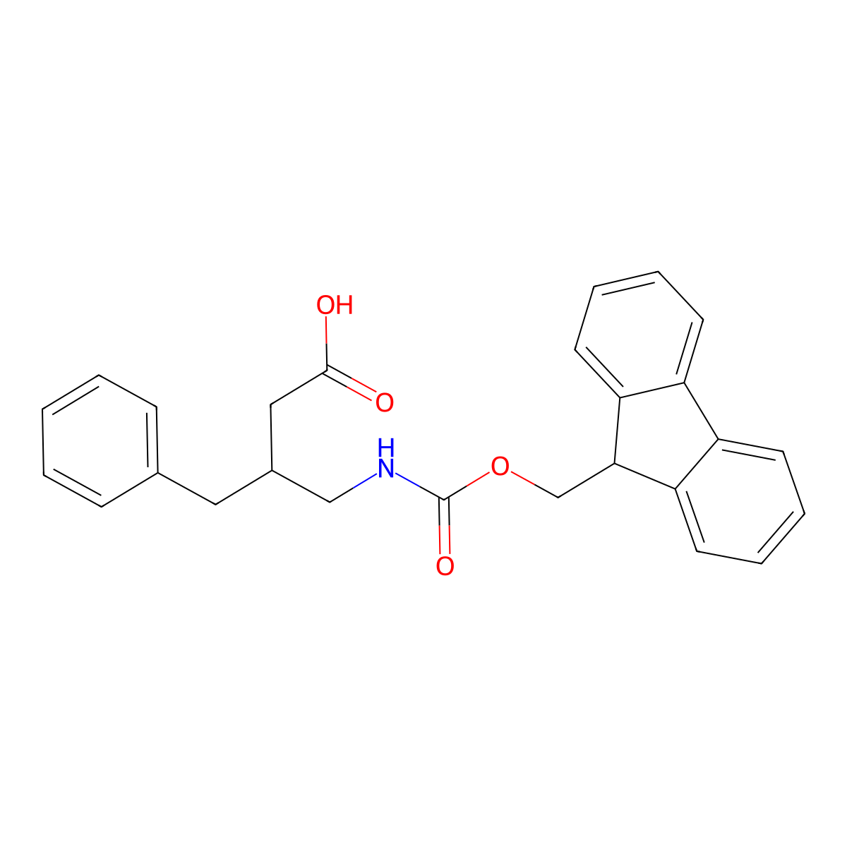 3-(((((9H-fluoren-9-yl)methoxy)carbonyl)amino)methyl)-4-phenylbutanoic acid molecular structure, CAS 282525-01-3