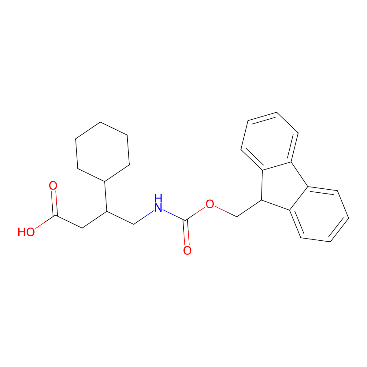 3-cyclohexyl-4-({[(9H-fluoren-9-yl)methoxy]carbonyl}amino)butanoic acid molecular structure, CAS 282525-06-8
