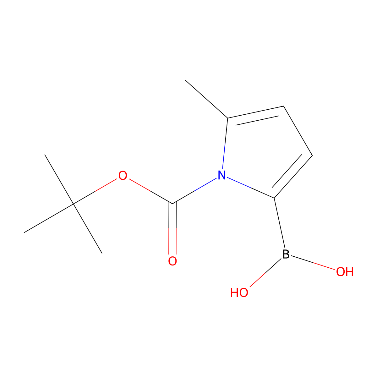 (1-[(Tert-butoxy)carbonyl]-5-methyl-1H-pyrrol-2-YL)boronic acid molecular structure, CAS 282528-59-0
