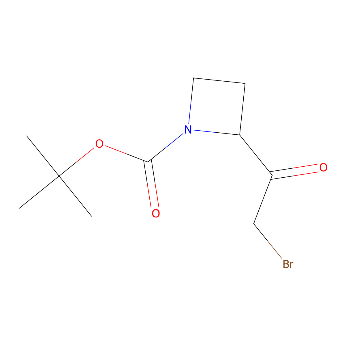 Tert-butyl 2-(2-bromoacetyl)azetidine-1-carboxylate molecular structure, CAS 2825319-10-4