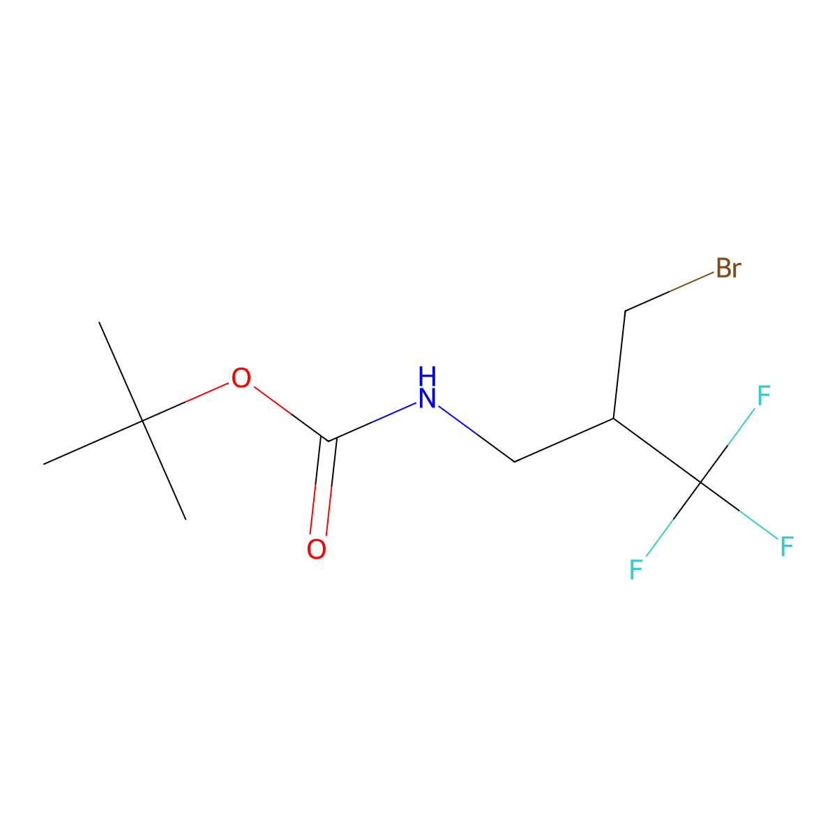 tert-butyl N-[3-bromo-2-(trifluoromethyl)propyl]carbamate molecular structure, CAS 2825355-32-4