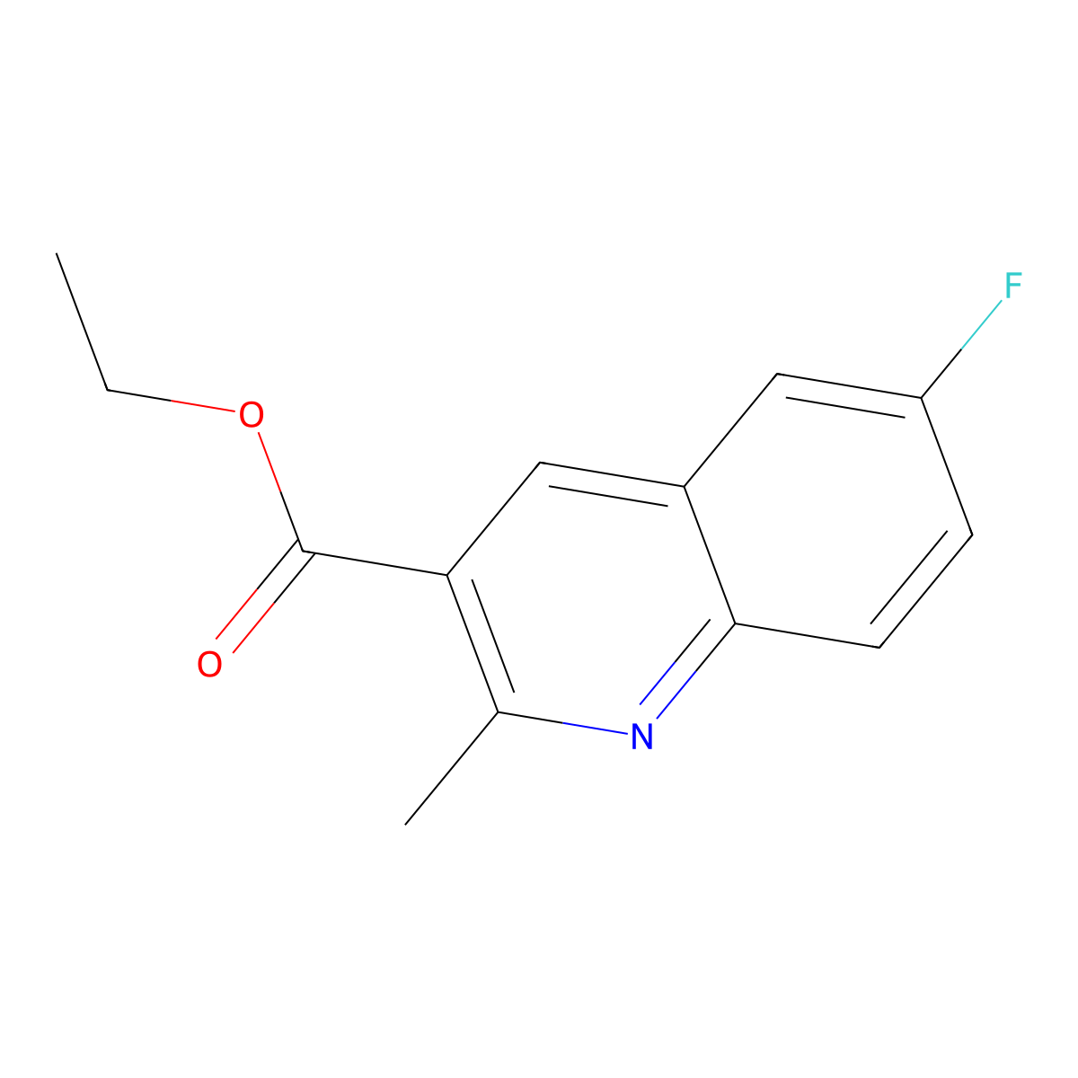 Ethyl 6-fluoro-2-methyl-3-quinolinecarboxylate molecular structure, CAS 282540-26-5