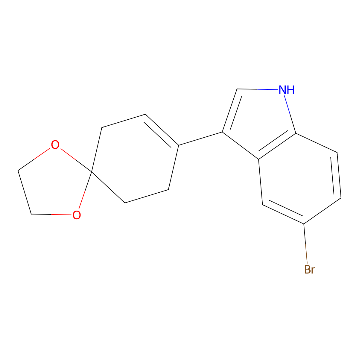 5-Bromo-3-(1,4-dioxaspiro[4.5]dec-7-en-8-yl)-1H-indole molecular structure, CAS 282546-99-0