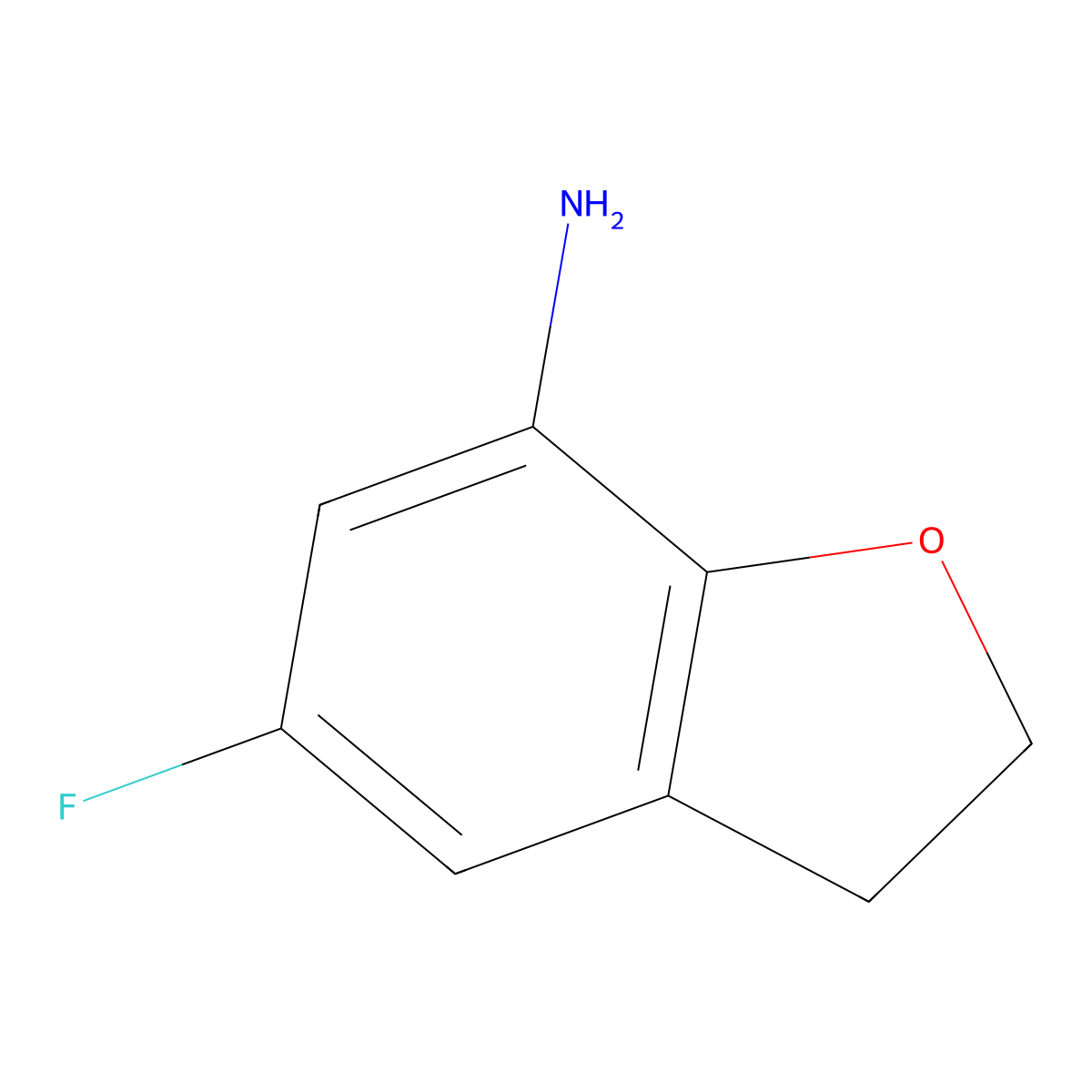 5-Fluoro-2,3-dihydrobenzofuran-7-amine molecular structure, CAS 282547-31-3