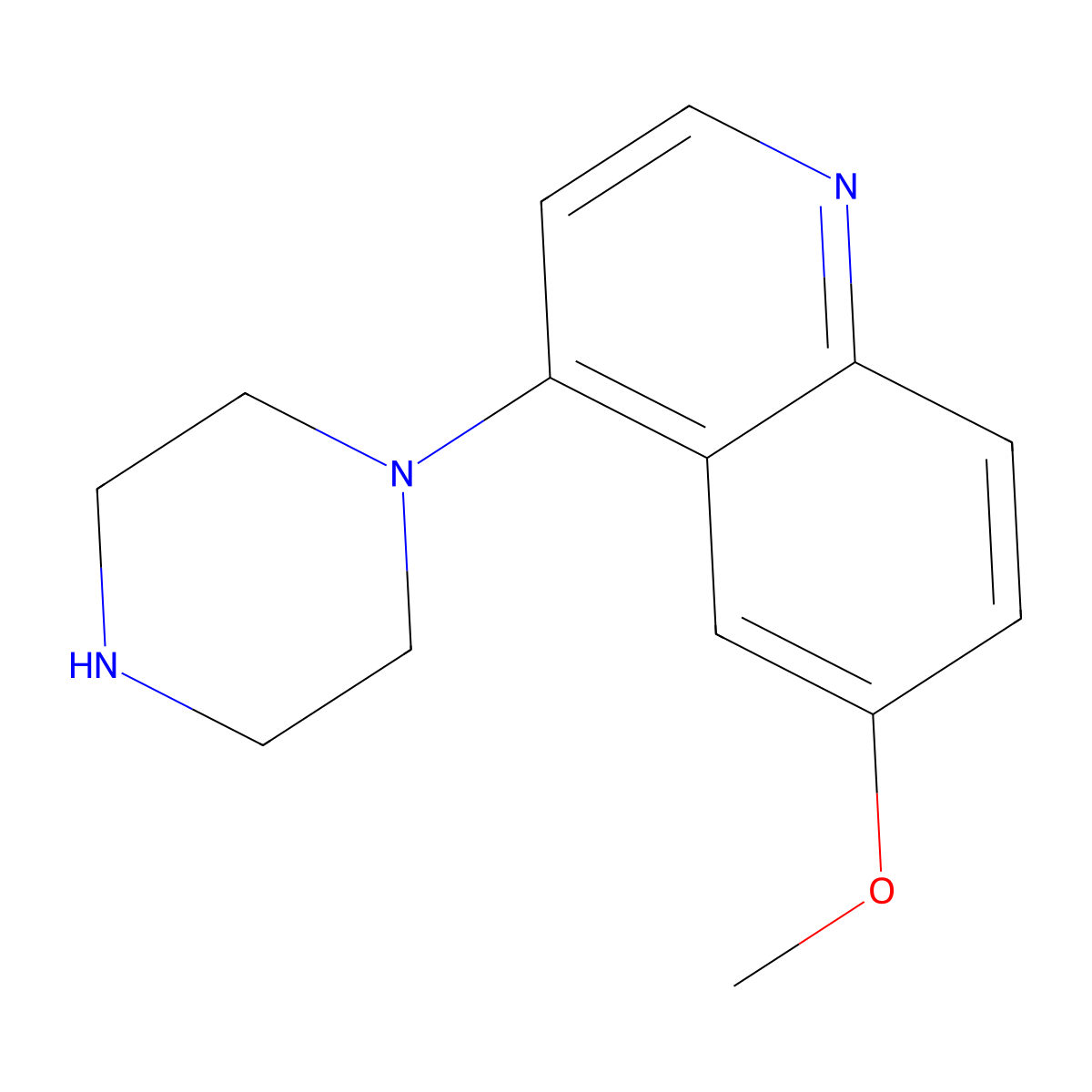 6-Methoxy-4-(piperazin-1-yl)quinoline molecular structure, CAS 282547-43-7