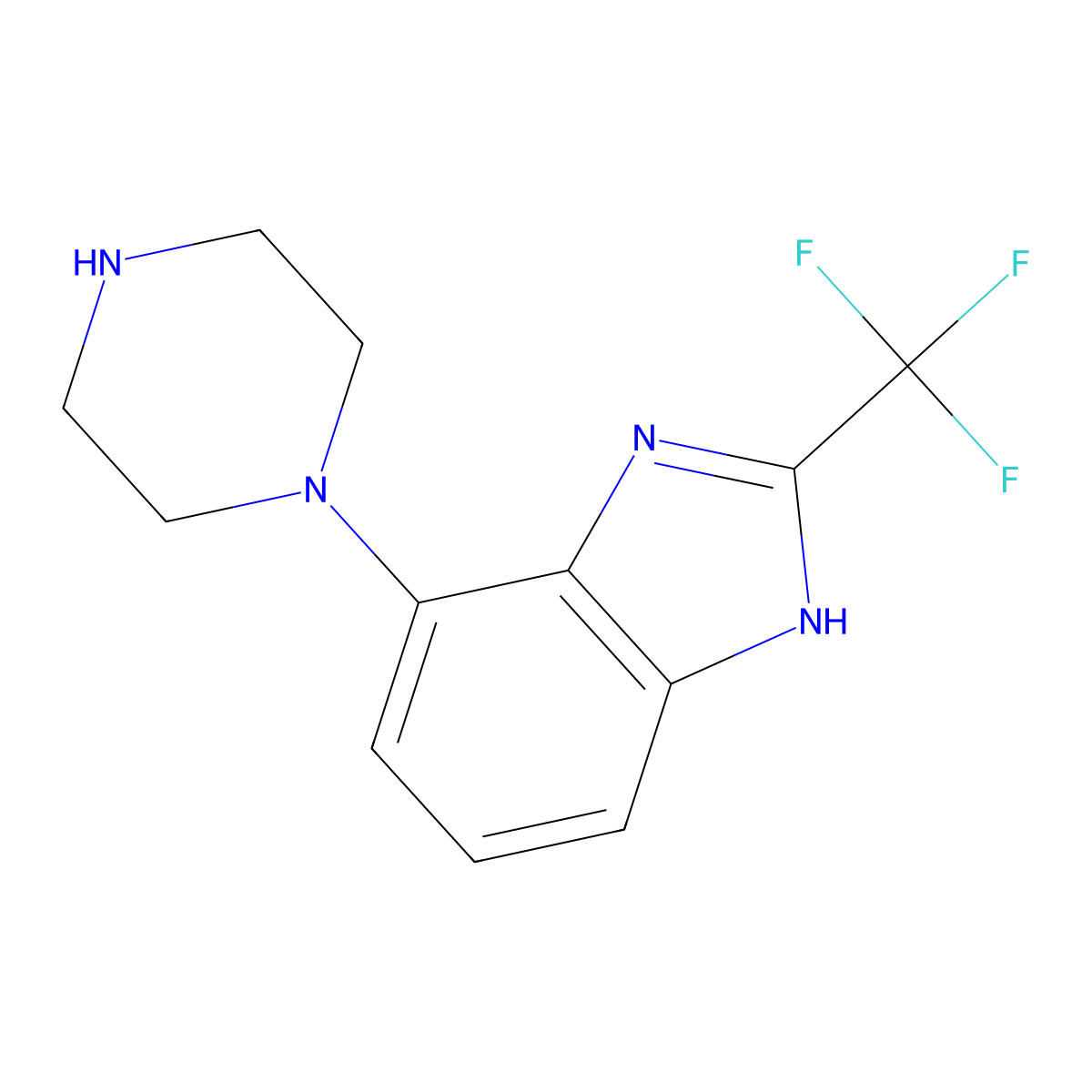4-(piperazin-1-yl)-2-(trifluoromethyl)-1H-benzo[d]imidazole molecular structure, CAS 282547-72-2