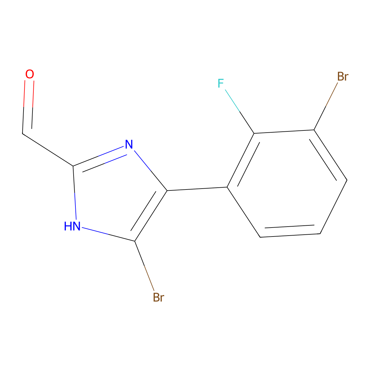 5-Bromo-4-(3-bromo-2-fluorophenyl)imidazole-2-carbaldehyde molecular structure, CAS 2825481-50-1