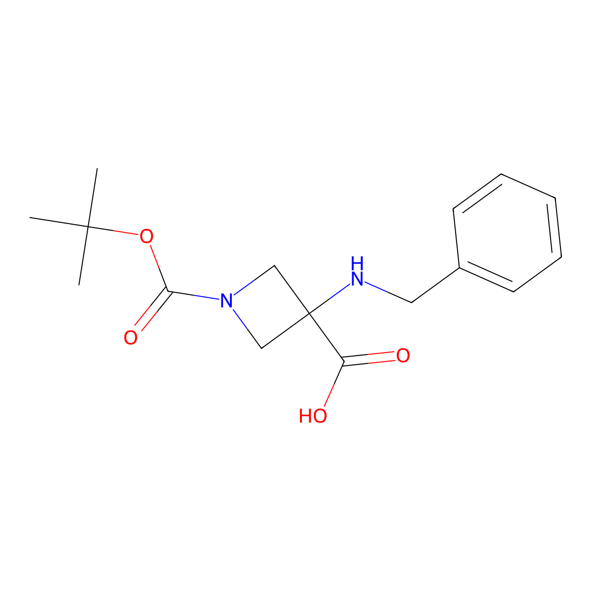 1-Boc-3-(benzylamino)azetidine-3-carboxylic acid molecular structure, CAS 2825561-82-6