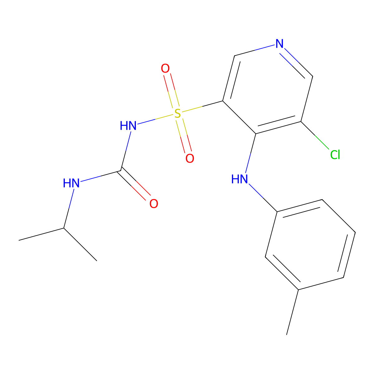 5-chloro-N-(isopropylcarbamoyl)-4-(m-tolylamino)pyridine-3-sulfonamide molecular structure, CAS 2825577-05-5