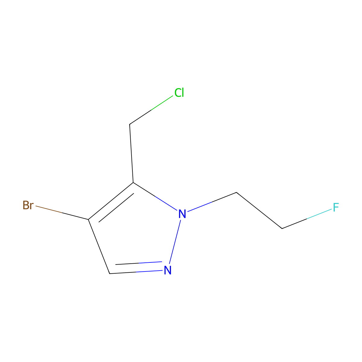 4-bromo-5-(chloromethyl)-1-(2-fluoroethyl)-1H-pyrazole molecular structure, CAS 2825810-99-7