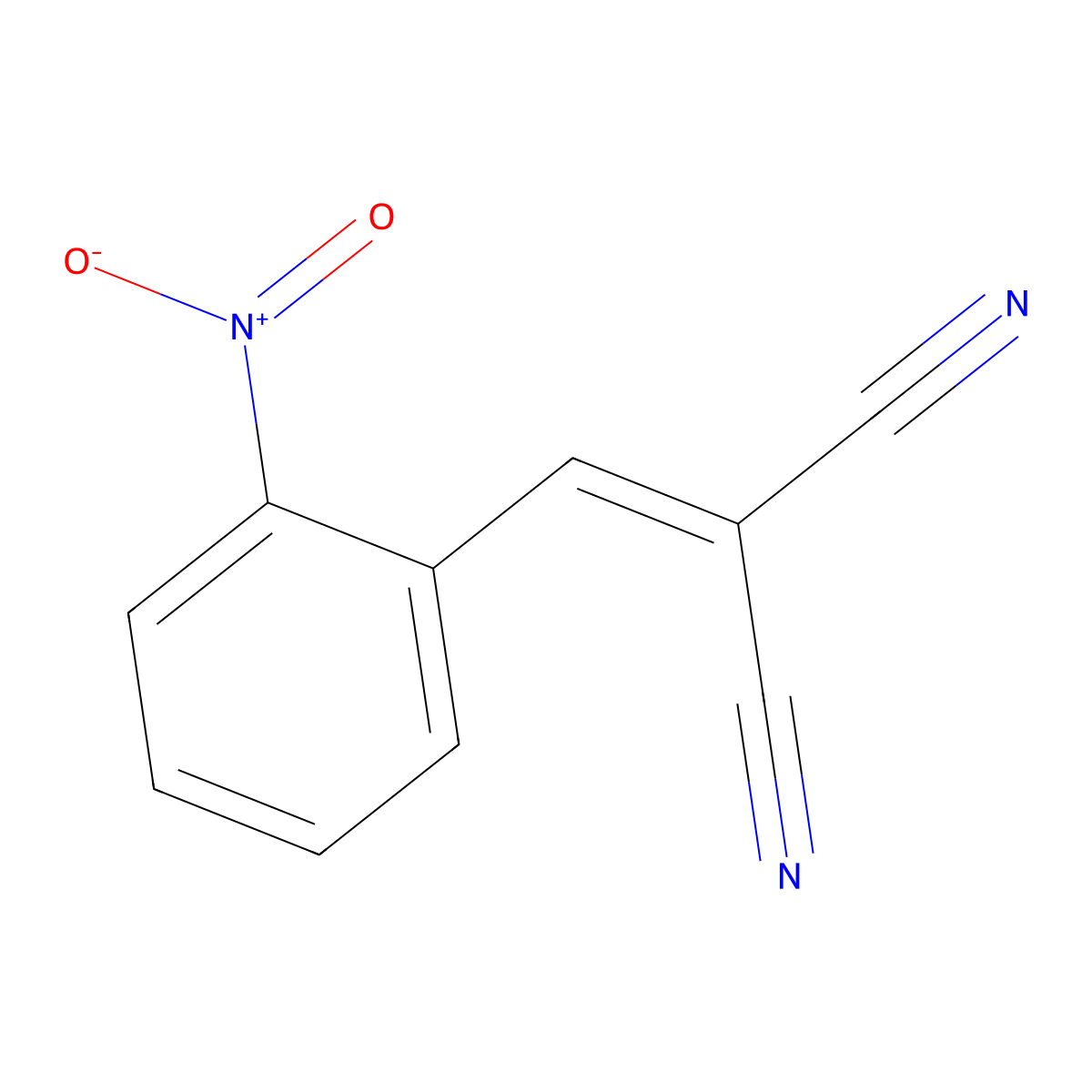 Malononitrile, (o-nitrobenzylidene)- molecular structure, CAS 2826-30-4