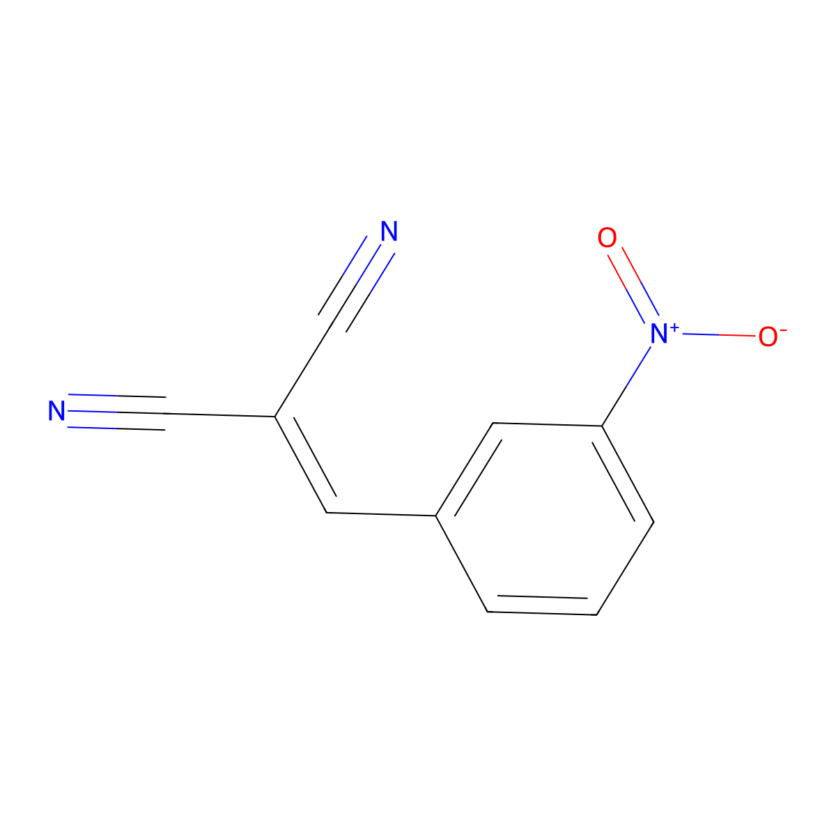 Malononitrile, (m-nitrobenzylidene)- molecular structure, CAS 2826-32-6