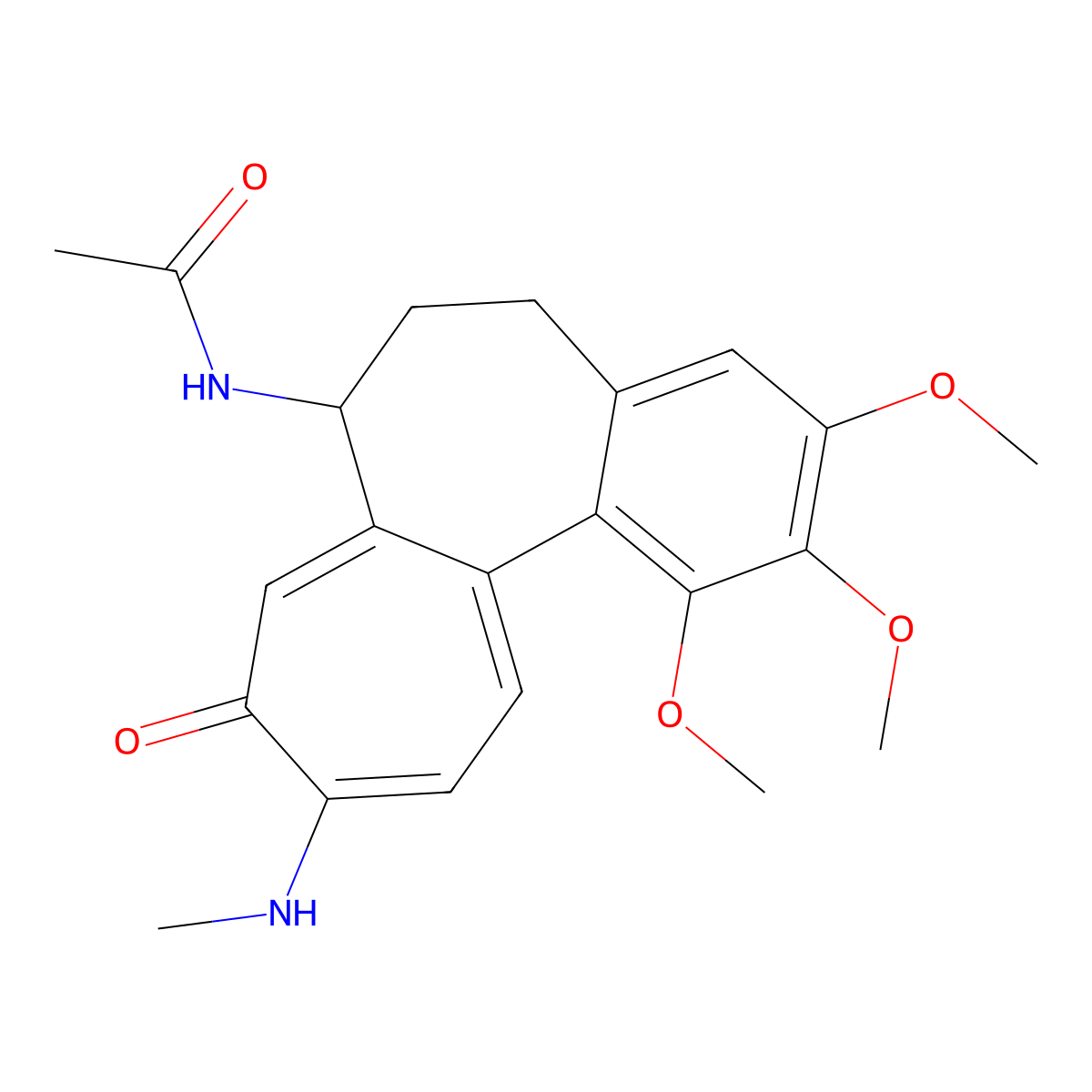 N-((7S)-5,6,7,9-Tetrahydro-1,2,3-trimethoxy-10-(methylamino)-9-oxobenzo(a)heptalen-7-yl)acetamide molecular structure, CAS 2826-80-4