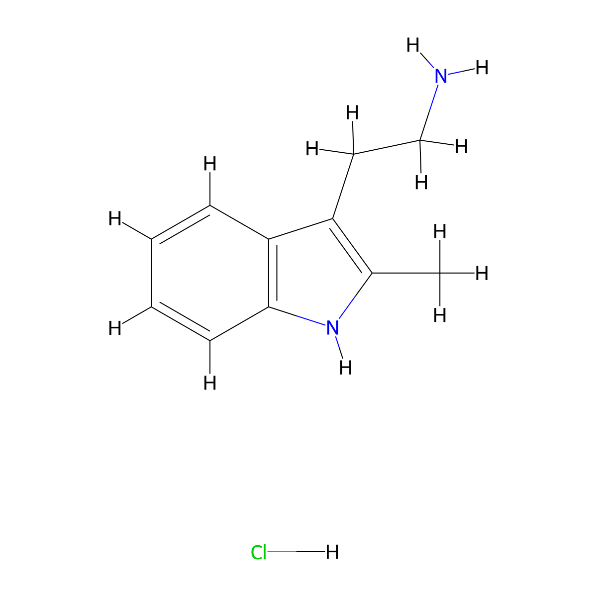1H-Indole-3-ethanamine, 2-methyl-, hydrochloride (1:1) molecular structure, CAS 2826-95-1