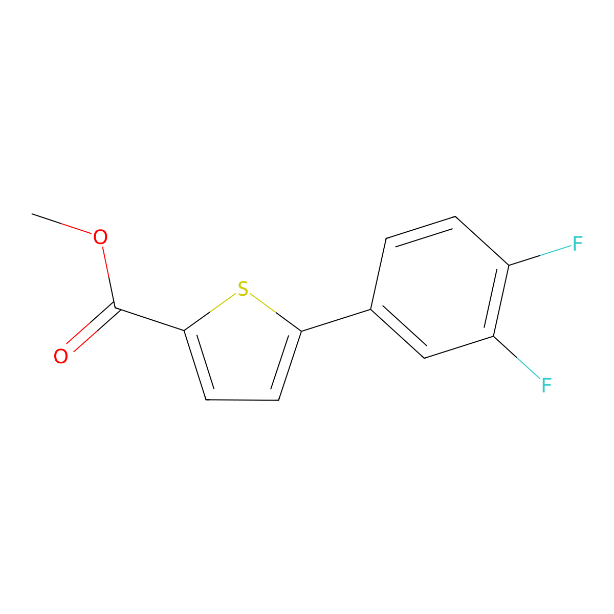 Methyl 5-(3,4-difluorophenyl)thiophene-2-carboxylate molecular structure, CAS 2826048-39-7