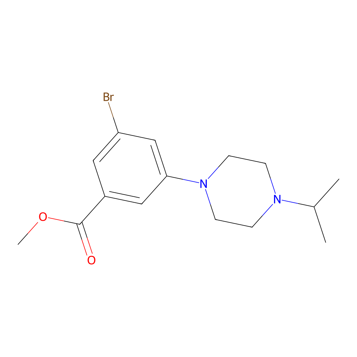 Methyl 3-bromo-5-(4-isopropylpiperazin-1-yl)benzoate molecular structure, CAS 2826135-75-3