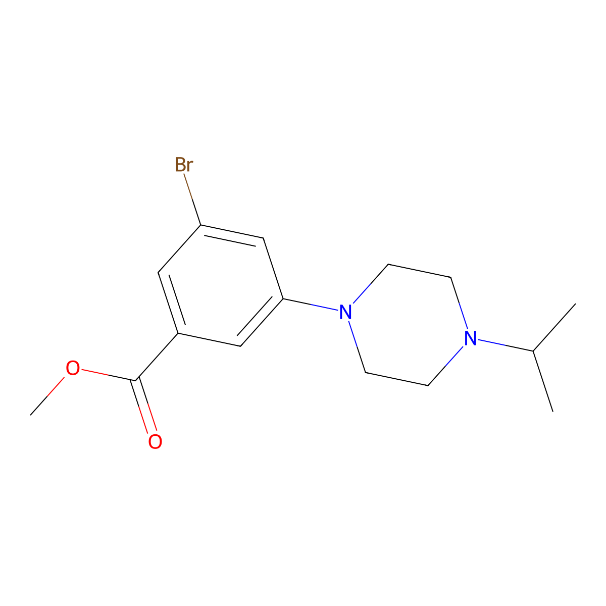 Methyl 3-bromo-5-(4-isopropylpiperazin-1-yl)benzoate molecular structure, CAS 2826135-75-3