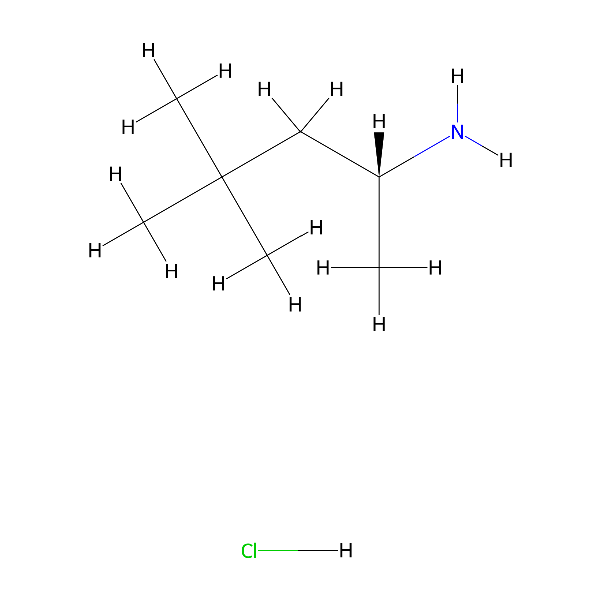 (2R)-4,4-dimethylpentan-2-amine hydrochloride molecular structure, CAS 2826229-26-7