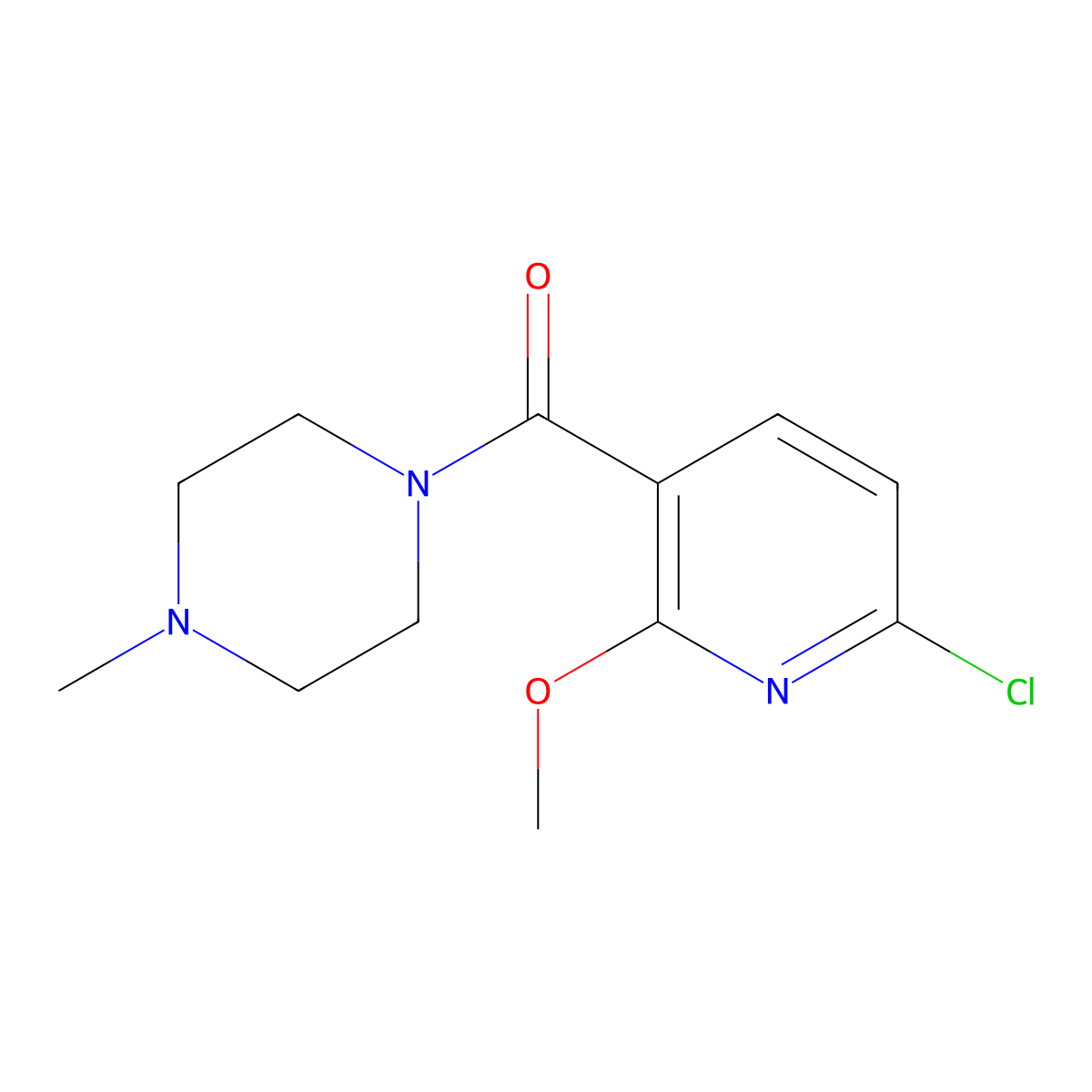 (6-Chloro-2-methoxypyridin-3-yl)(4-methylpiperazin-1-yl)methanone molecular structure, CAS 2826602-31-5