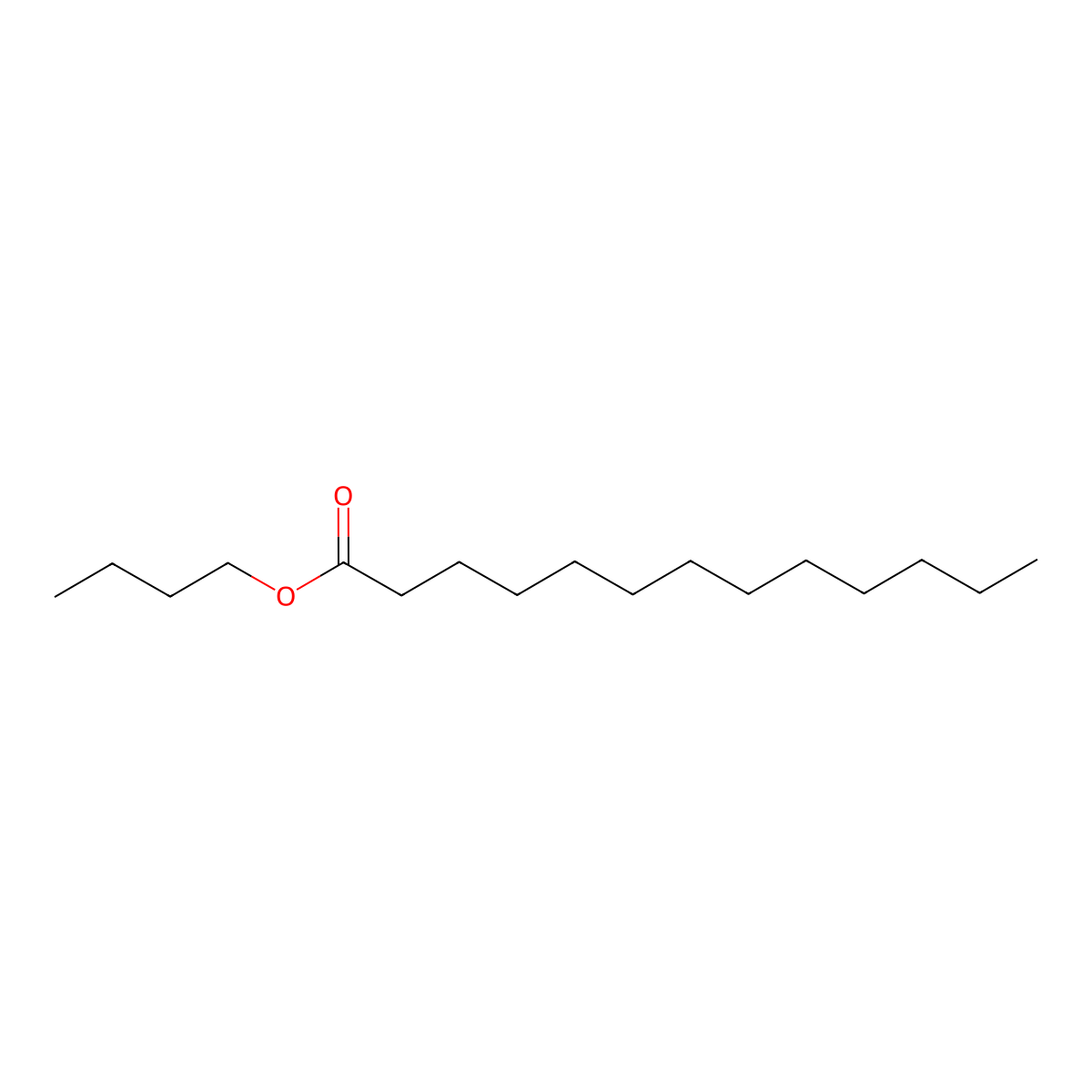 Butyl tridecanoate molecular structure, CAS 28267-31-4