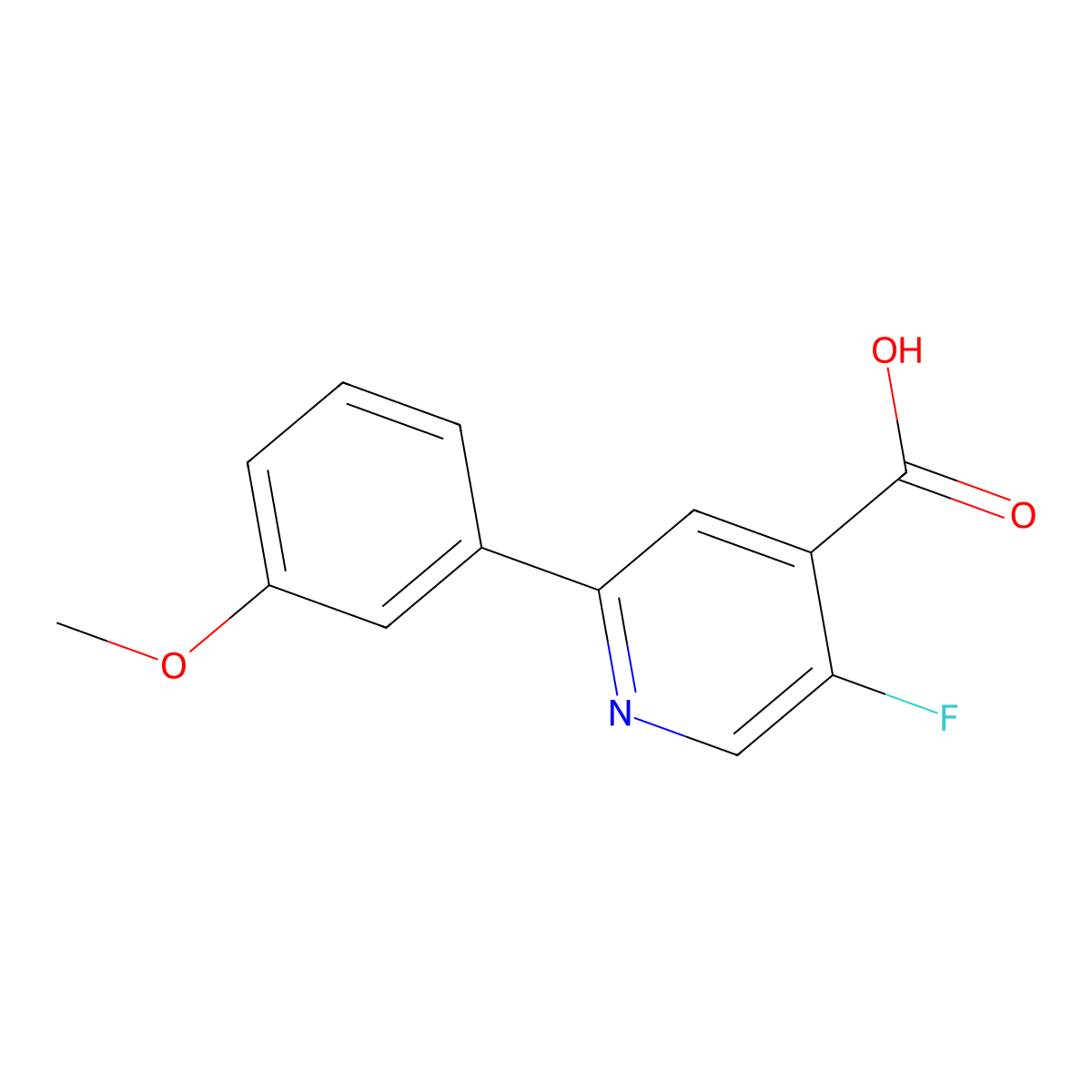 5-Fluoro-2-(3-methoxyphenyl)isonicotinic acid molecular structure, CAS 2826713-80-6