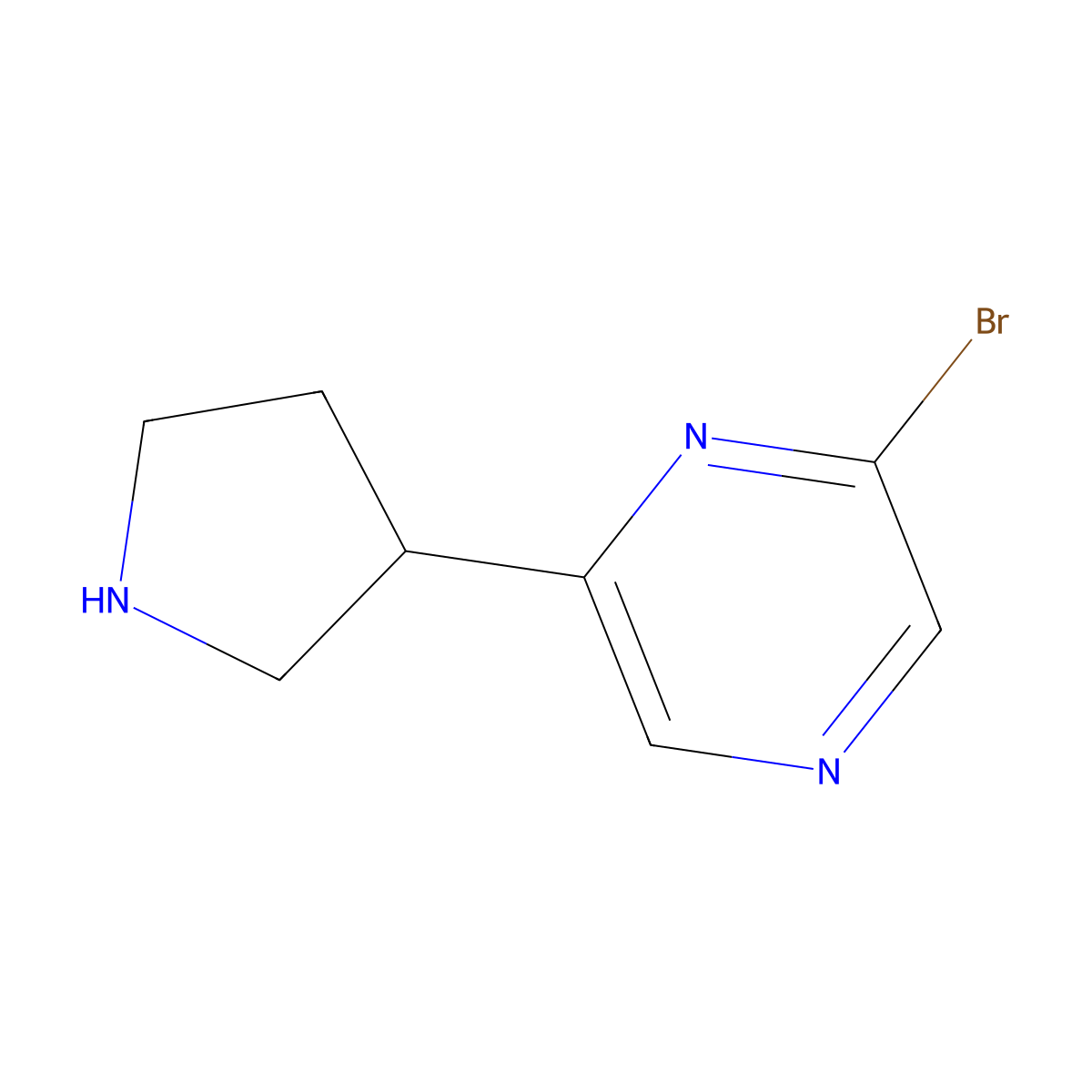 2-Bromo-6-(pyrrolidin-3-yl)pyrazine molecular structure, CAS 2826917-28-4