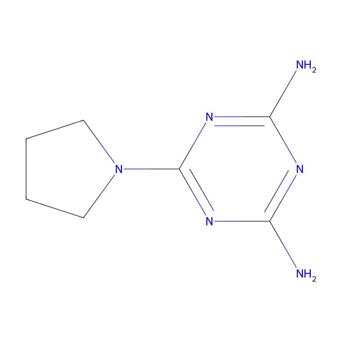 s-Triazine, 2,4-diamino-6-(1-pyrrolidinyl)- molecular structure, CAS 2827-43-2