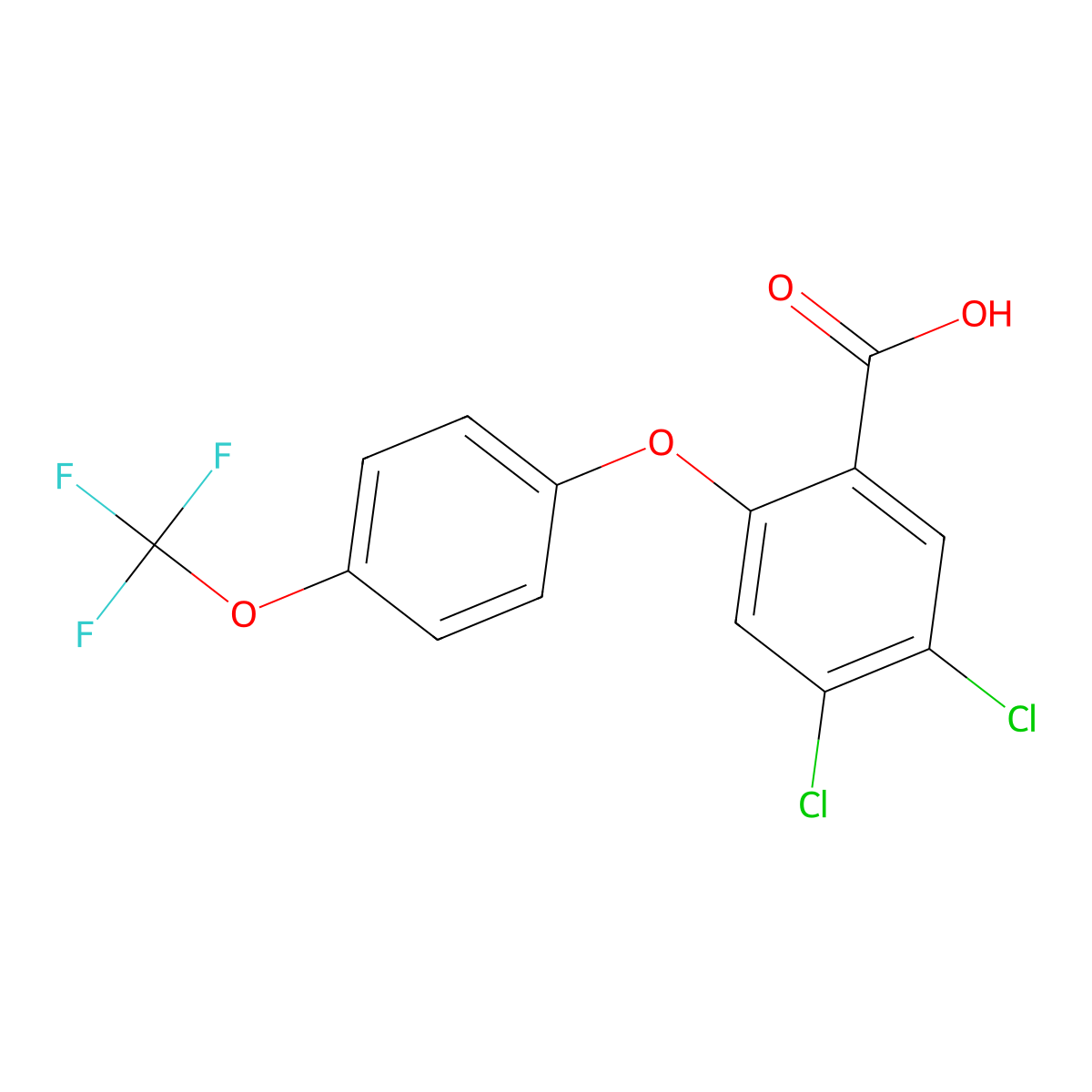 4,5-Dichloro-2-(4-(trifluoromethoxy)phenoxy)benzoic acid molecular structure, CAS 2827008-55-7