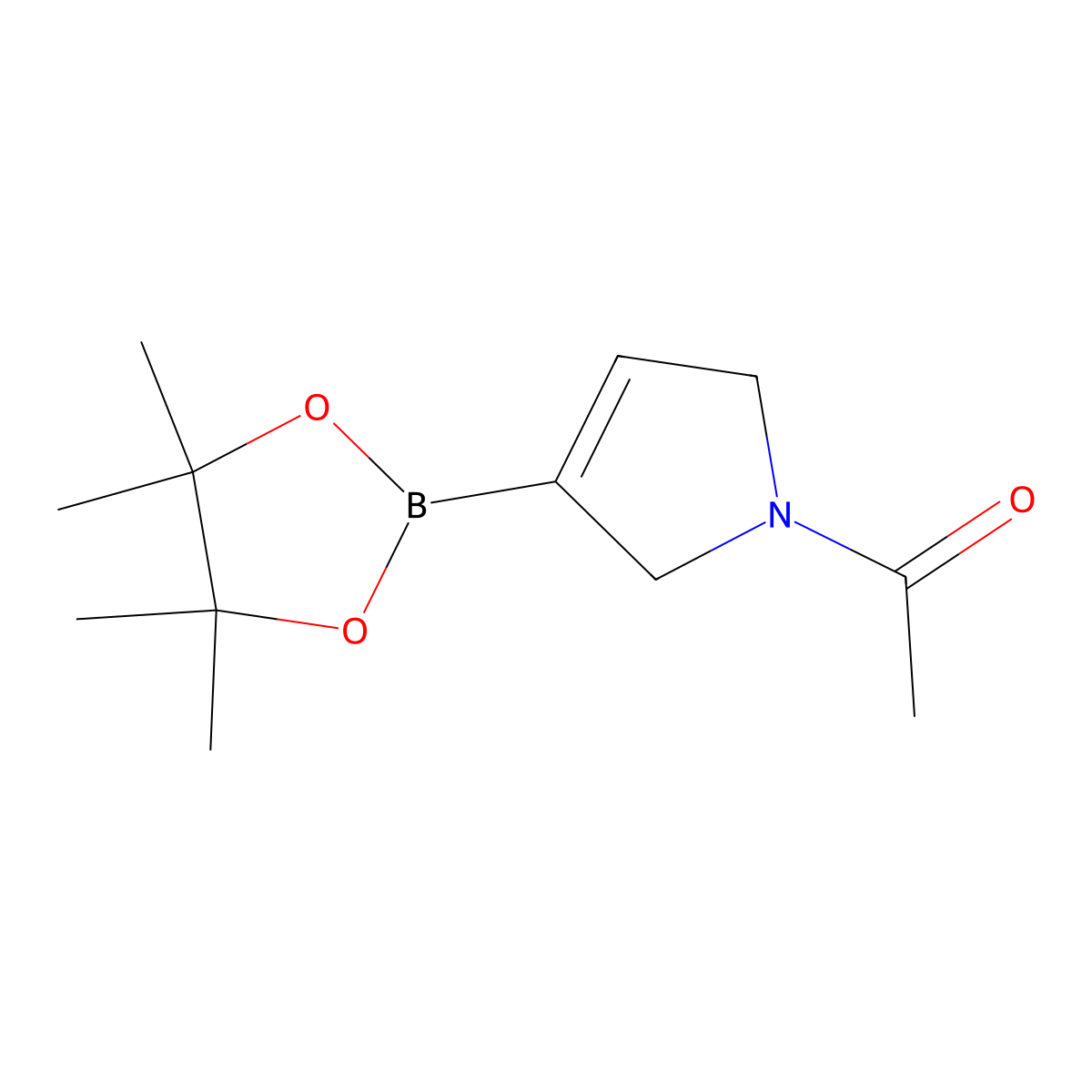 1-[3-(tetramethyl-1,3,2-dioxaborolan-2-yl)-2,5-dihydro-1H-pyrrol-1-yl]ethan-1-one molecular structure, CAS 2827024-86-0