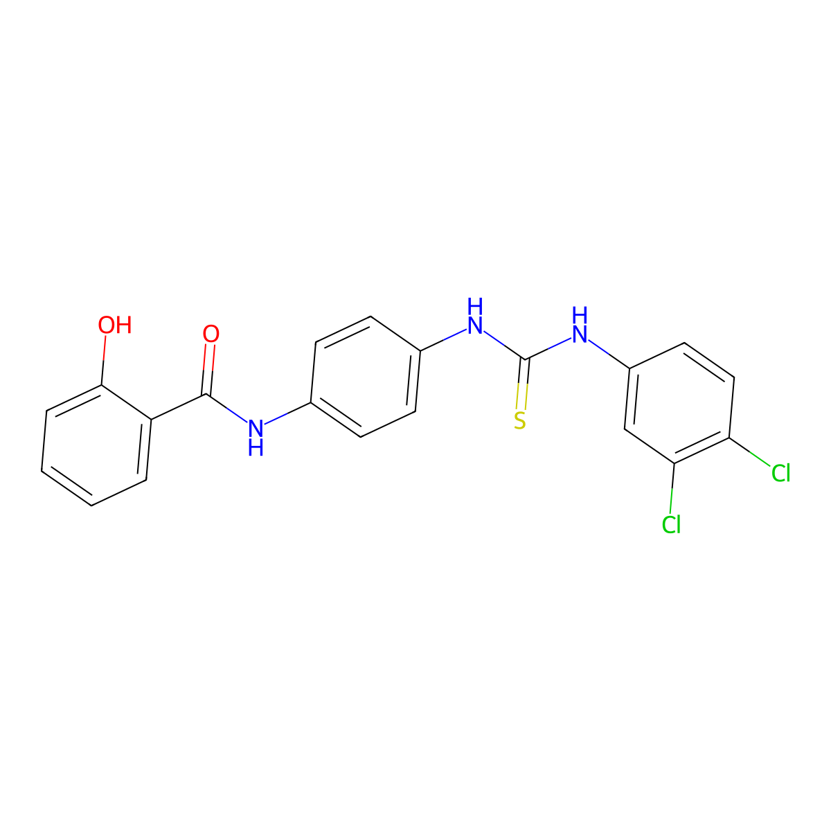 N-[4-[[[(3,4-Dichlorophenyl)amino]thioxomethyl]amino]phenyl]-2-hydroxybenzamide molecular structure, CAS 282719-61-3
