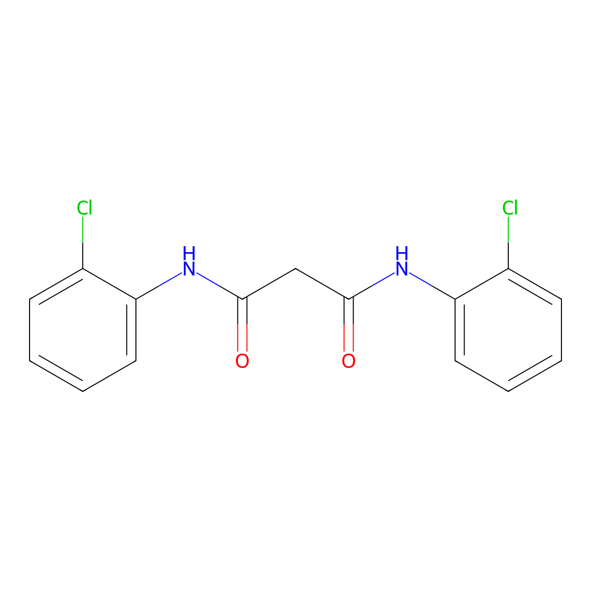 N,N'-bis(2-chlorophenyl)propanediamide molecular structure, CAS 28272-93-7
