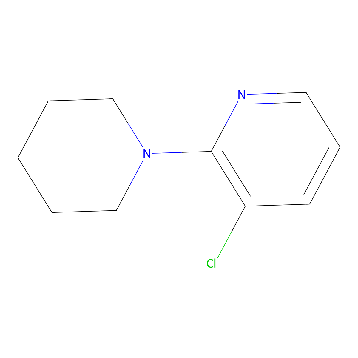 3-Chloro-2-(1-piperidinyl)pyridine molecular structure, CAS 282723-20-0
