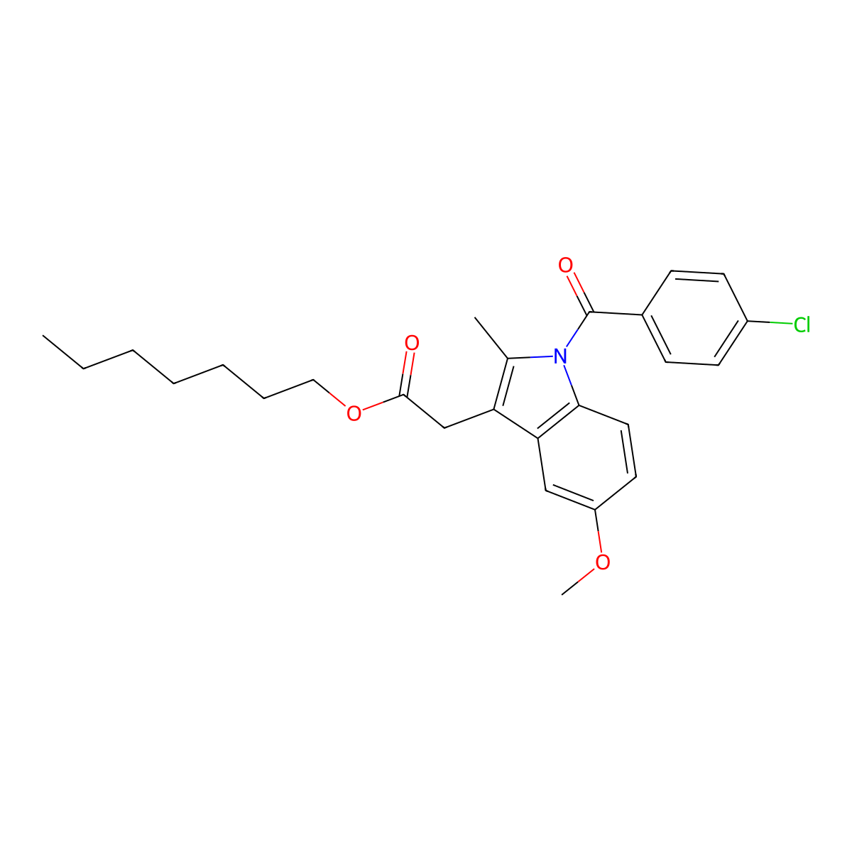 Indomethacin heptyl ester molecular structure, CAS 282728-47-6