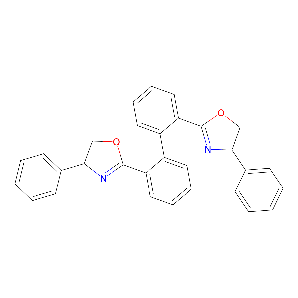 2,2'-Bis((S)-4-phenyl-4,5-dihydrooxazol-2-yl)-1,1'-biphenyl molecular structure, CAS 282732-57-4
