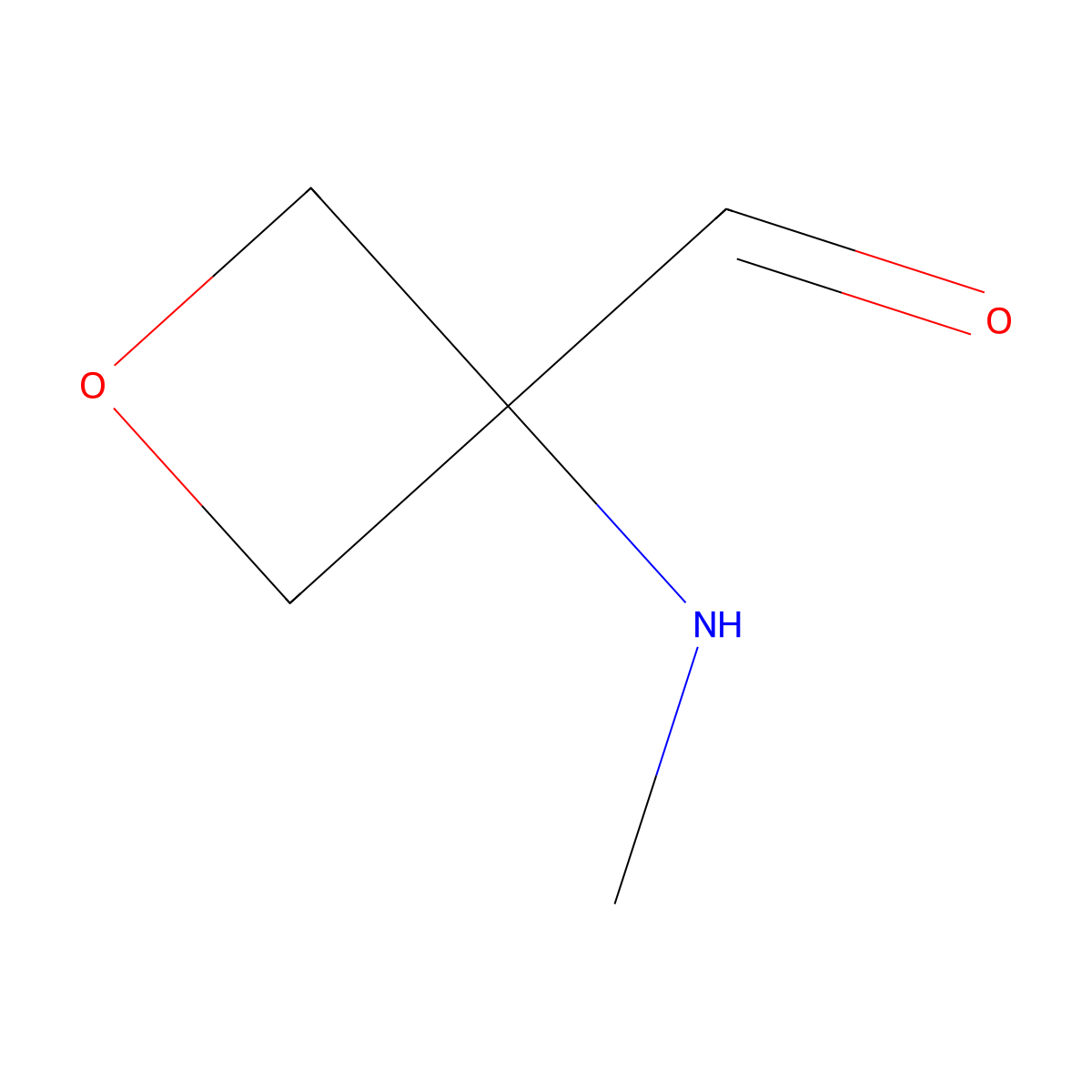 3-(Methylamino)oxetane-3-carbaldehyde molecular structure, CAS 2827417-99-0