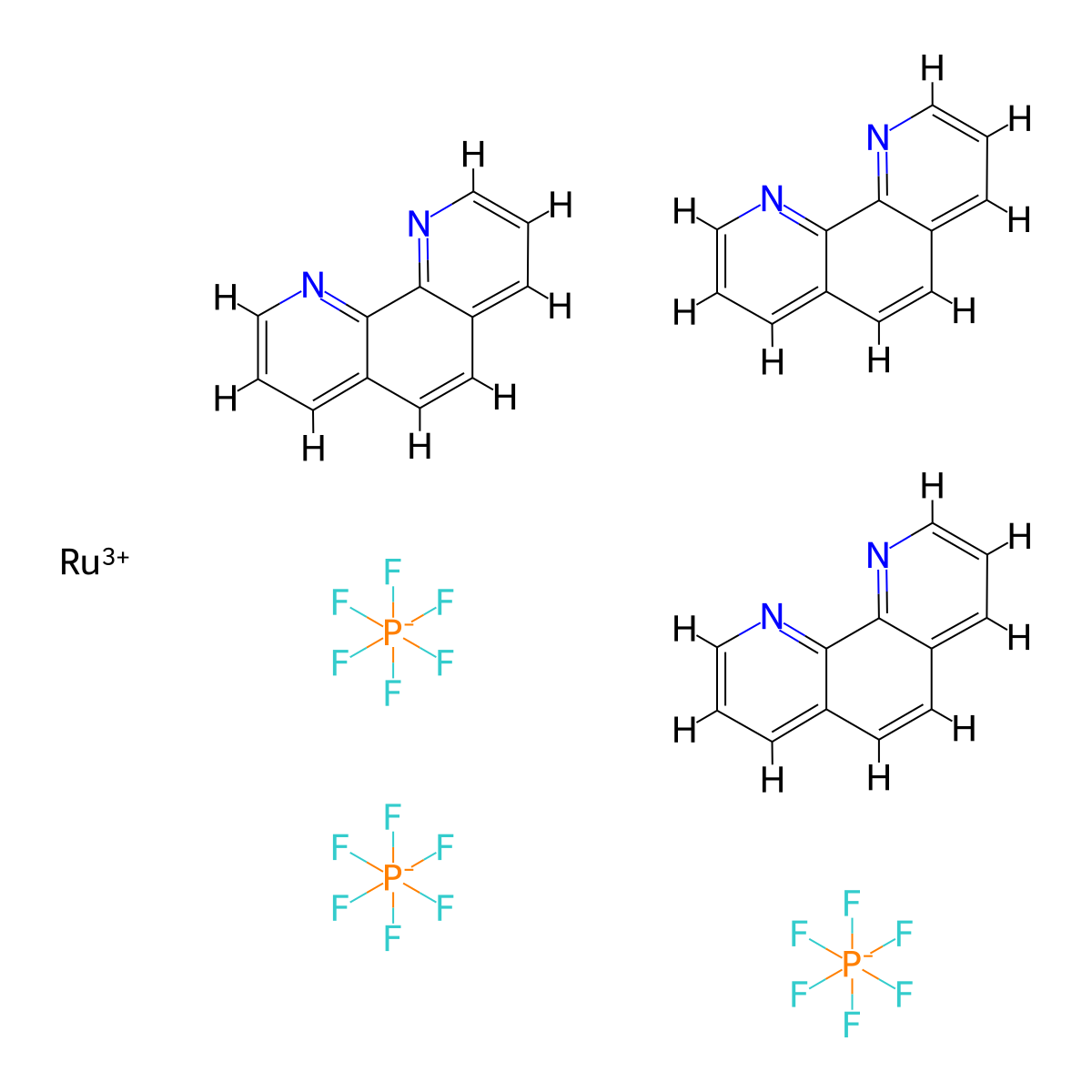 Tris(1,10-phenanthroline)ruthenium tris(hexafluorophosphate) molecular structure, CAS 28277-60-3