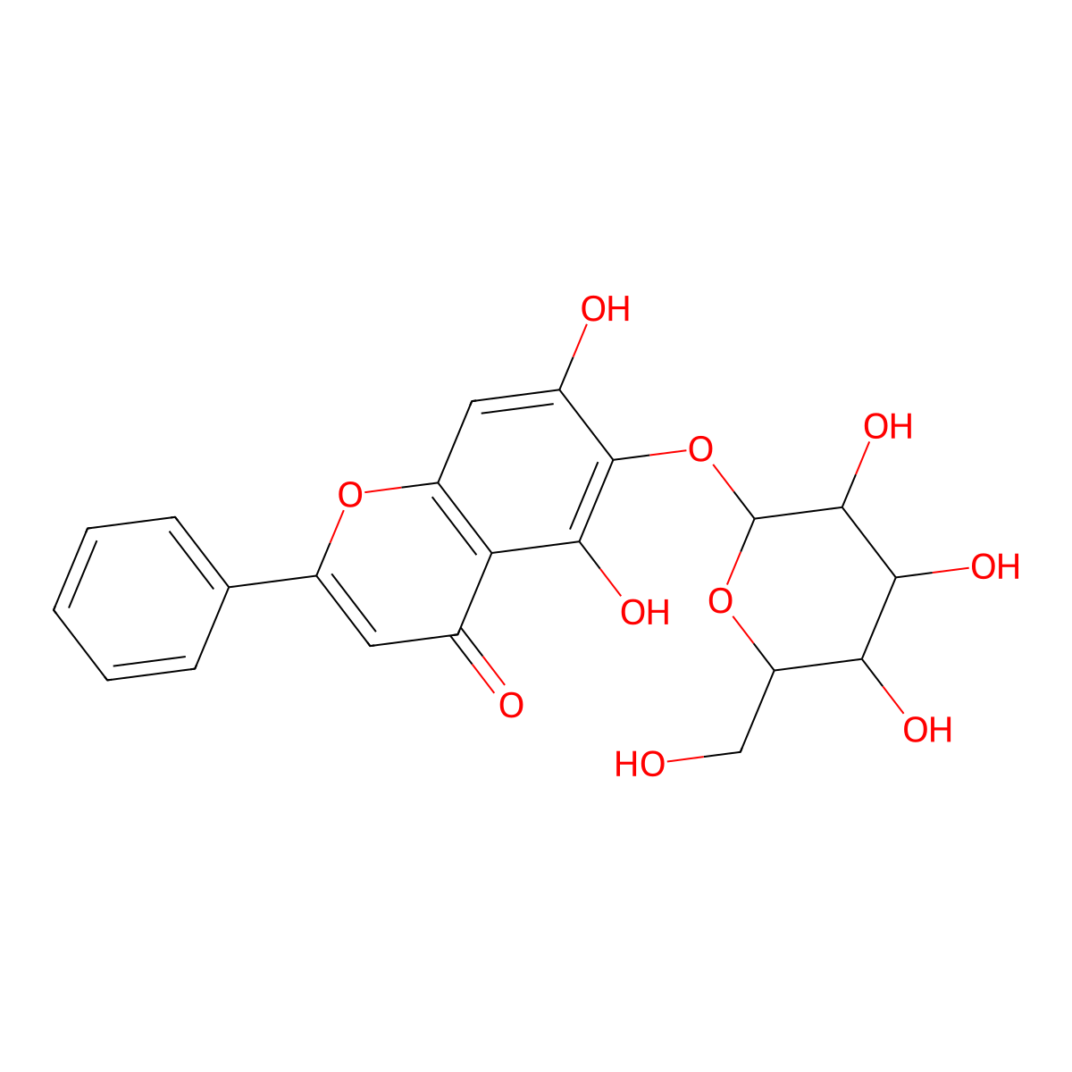 Baicalein 6-O-beta-D-glucopyranoside molecular structure, CAS 28279-72-3