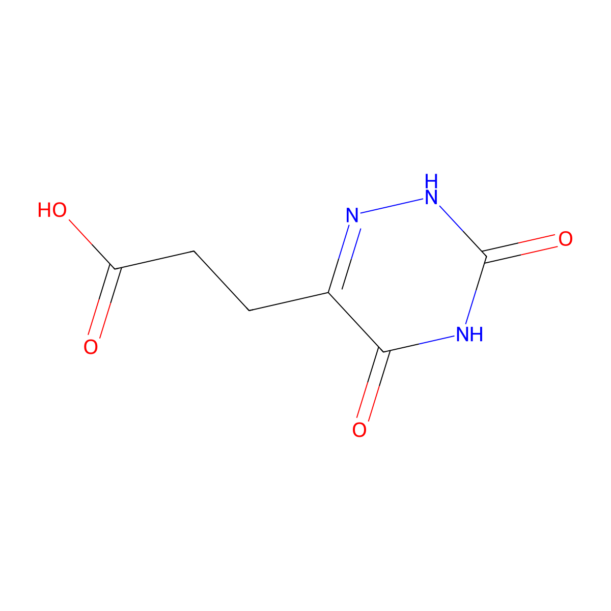 3-(3,5-Dioxo-2,3,4,5-tetrahydro-1,2,4-triazin-6-yl)propanoic acid molecular structure, CAS 28280-67-3