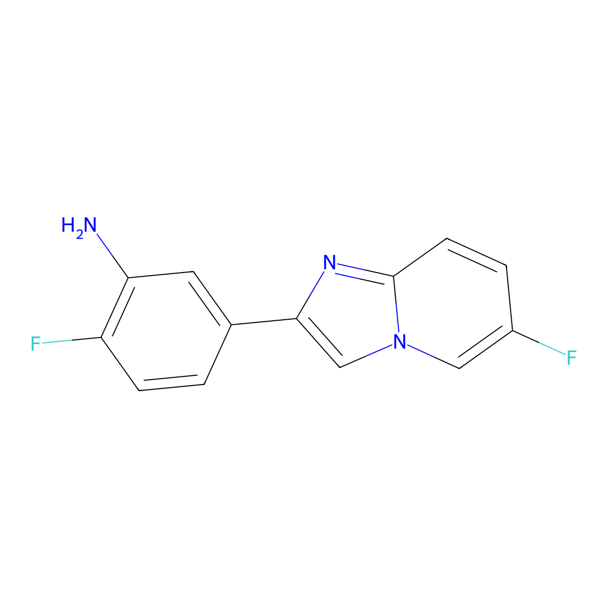2-Fluoro-5-{6-fluoroimidazo[1,2-a]pyridin-2-yl}aniline molecular structure, CAS 2828010-56-4