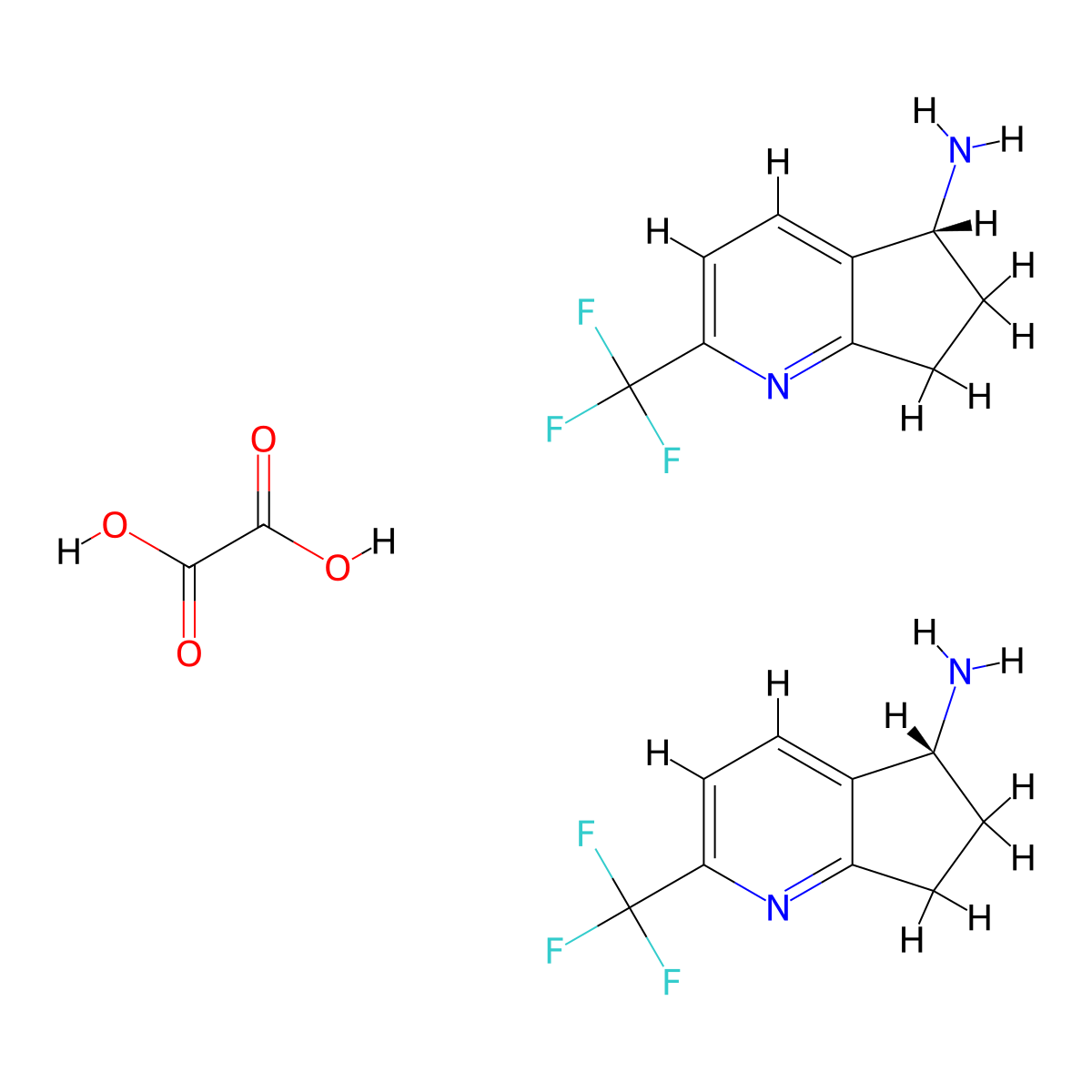 hemi(oxalic acid);(5R)-2-(trifluoromethyl)-6,7-dihydro-5H-cyclopenta[b]pyridin-5-amine molecular structure, CAS 2828019-34-5