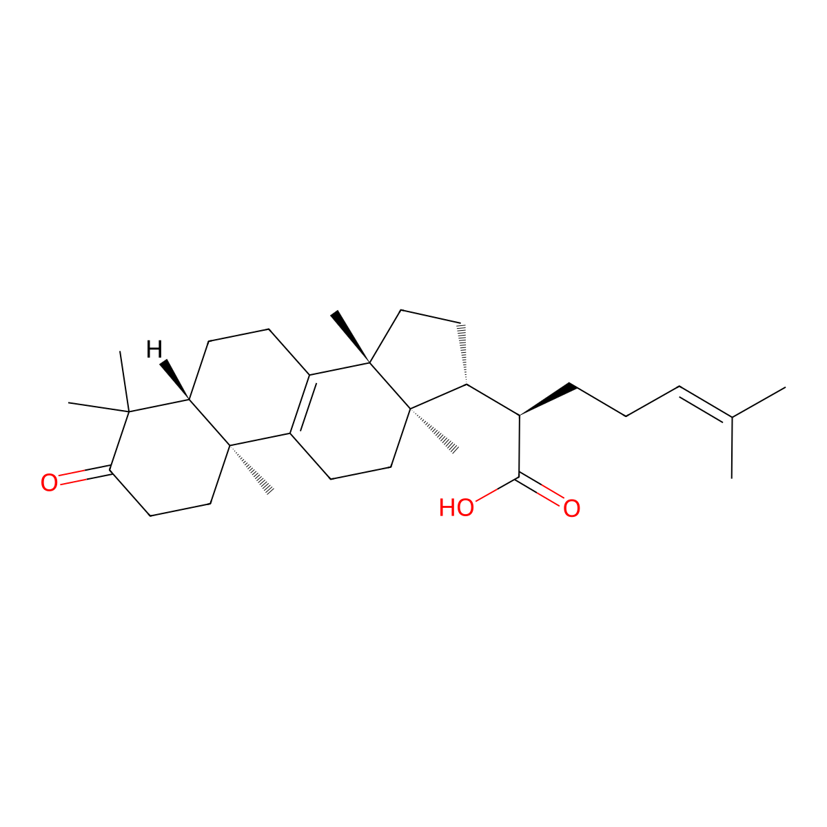 3-Oxo-5Alpha-Lanosta-8,24-Dien-21-Oic Acid molecular structure, CAS 28282-25-9