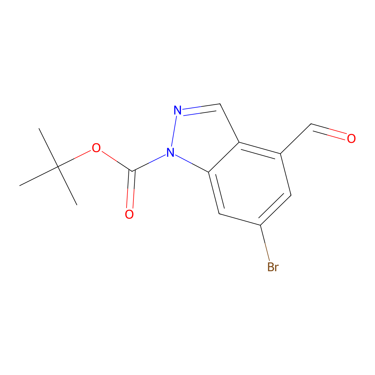 Tert-butyl 6-bromo-4-formyl-indazole-1-carboxylate molecular structure, CAS 2828220-44-4