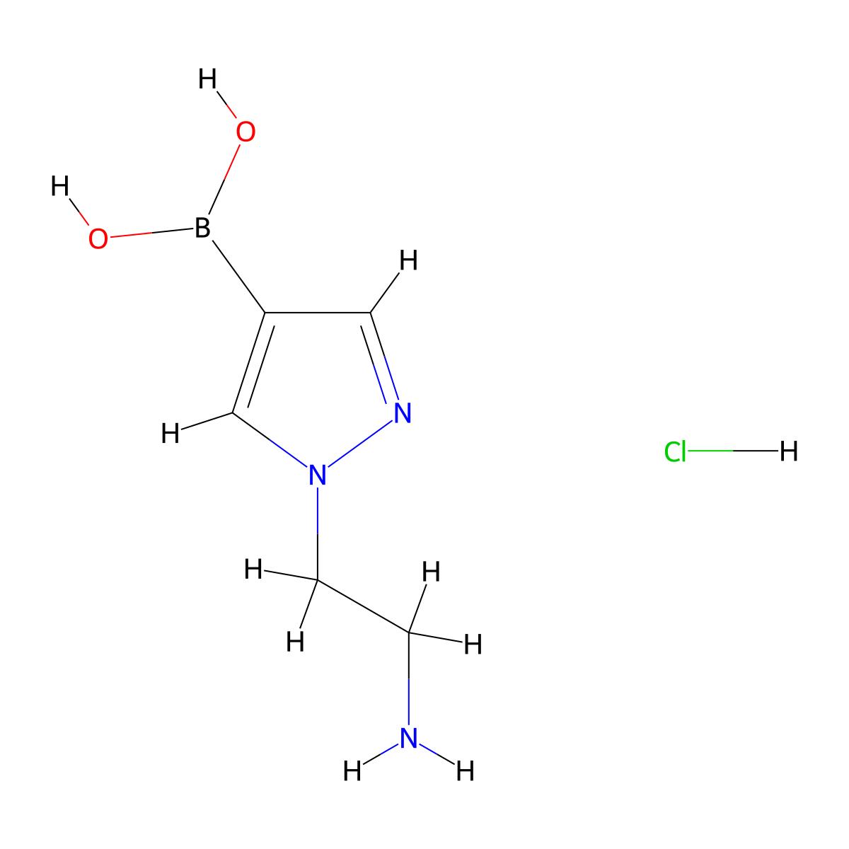 (1-(2-Aminoethyl)-1H-pyrazol-4-yl)boronic acid hydrochloride molecular structure, CAS 2828431-86-1