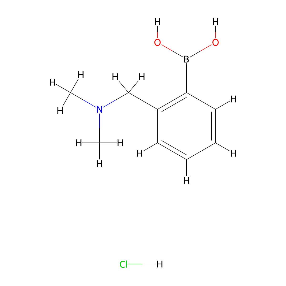 (2-((Dimethylamino)methyl)phenyl)boronic acid hydrochloride molecular structure, CAS 2828431-88-3