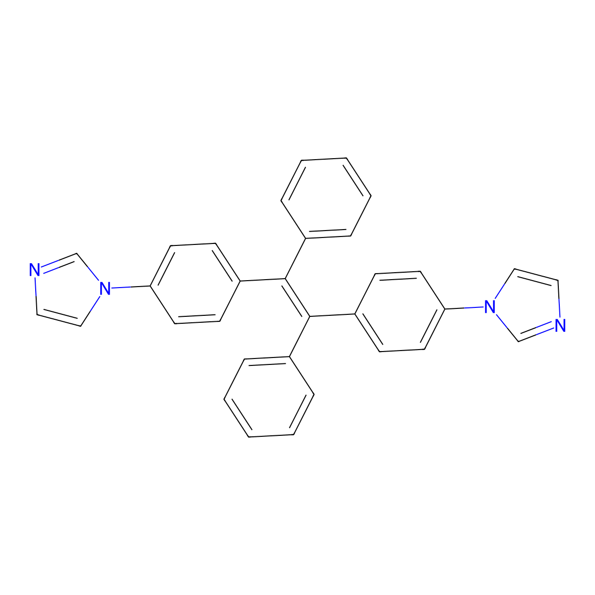 (E)-1,2-Bis(4-(1H-imidazol-1-yl)phenyl)-1,2-diphenylethene molecular structure, CAS 2828431-94-1