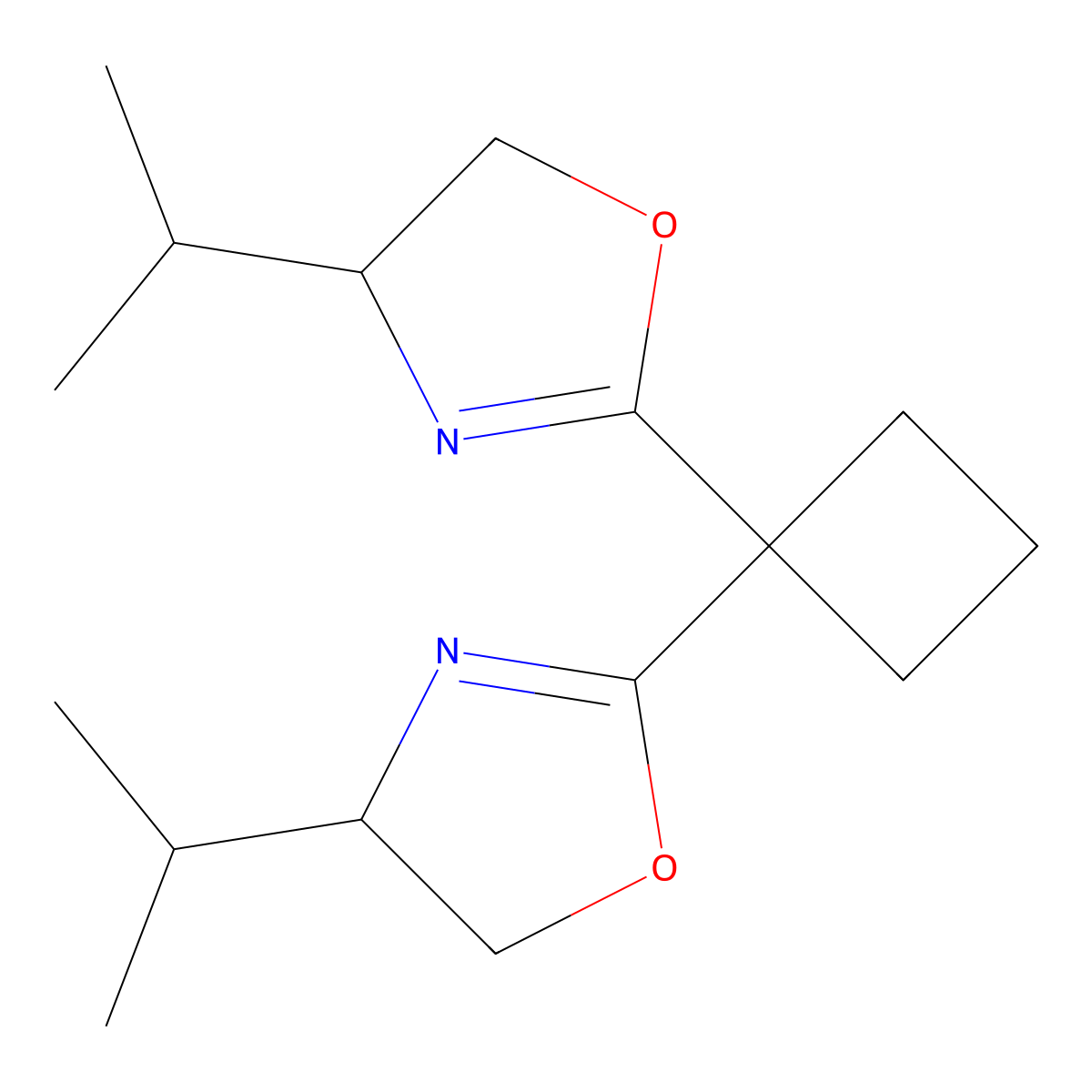 (4R,4'R)-2,2'-(Cyclobutane-1,1-diyl)bis(4-isopropyl-4,5-dihydrooxazole) molecular structure, CAS 2828431-96-3
