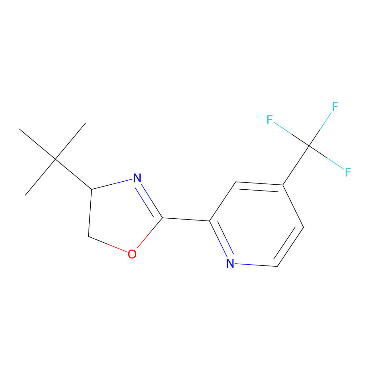 (R)-4-(tert-Butyl)-2-(4-(trifluoromethyl)pyridin-2-yl)-4,5-dihydrooxazole molecular structure, CAS 2828432-07-9