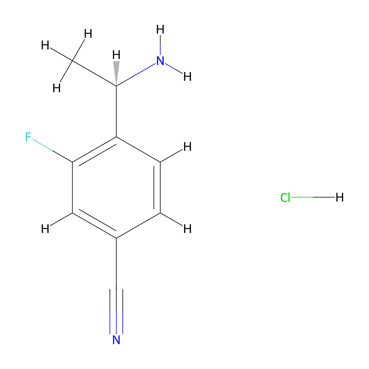 (R)-4-(1-Aminoethyl)-3-fluorobenzonitrile hydrochloride molecular structure, CAS 2828432-13-7