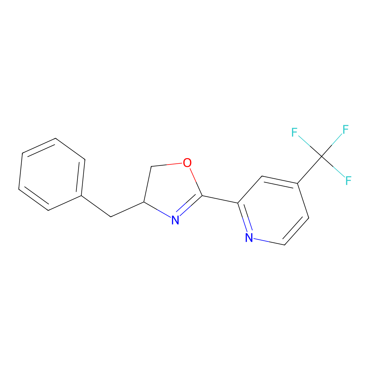 (R)-4-Benzyl-2-(4-(trifluoromethyl)pyridin-2-yl)-4,5-dihydrooxazole molecular structure, CAS 2828432-20-6