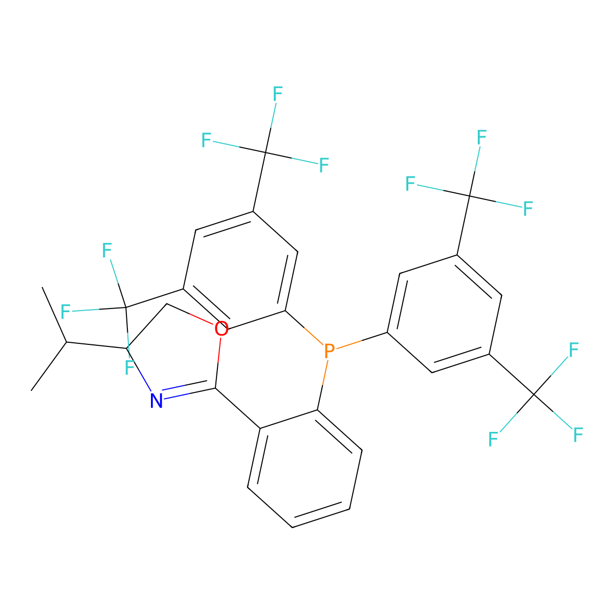 (R)-2-(2-(Bis(3,5-bis(trifluoromethyl)phenyl)phosphino)phenyl)-4-isopropyl-4,5-dihydrooxazole molecular structure, CAS 2828432-30-8